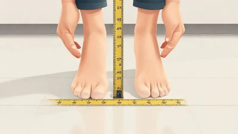 Ilustração de mãos comparando a altura de pés de cama box com uma fita métrica para a escolha ideal.