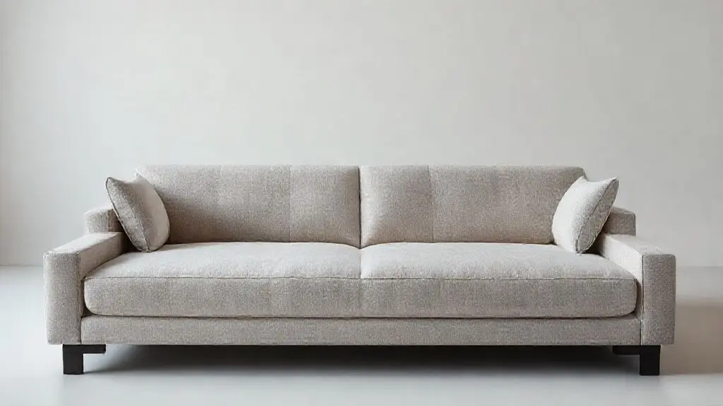 Sofá-cama moderno e elegante com design minimalista, destacando o tecido e a estrutura robusta em fotografia de estúdio.