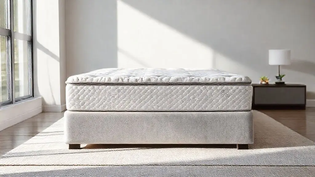 Colchão de espuma de memória premium em ambiente moderno, destacando textura e qualidade da construção