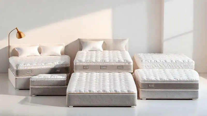 Representação artística conceitual de colchões premium posicionados como produtos campeões de venda.