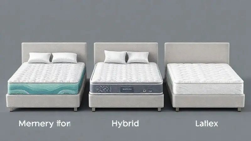 Ilustração conceitual comparando três tipos diferentes de colchões premium lado a lado