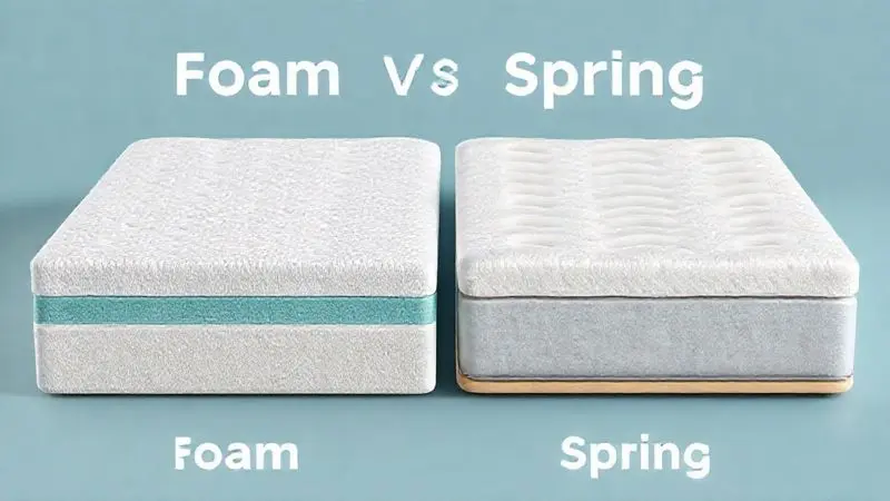 Comparação artística entre materiais de colchão: espuma e molas em ilustração 3D