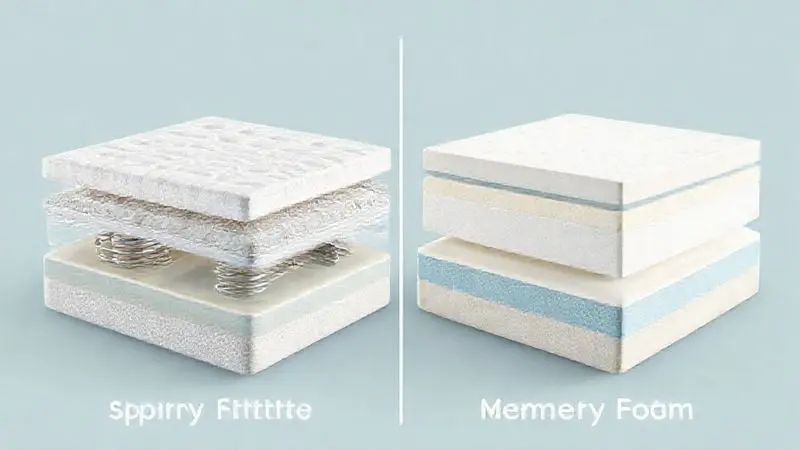 Comparação conceitual entre estrutura interna de colchão de molas e colchão de espuma