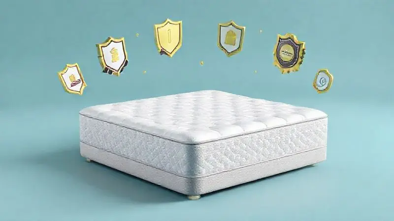 Conceito visual de confiabilidade e certificações para colchões