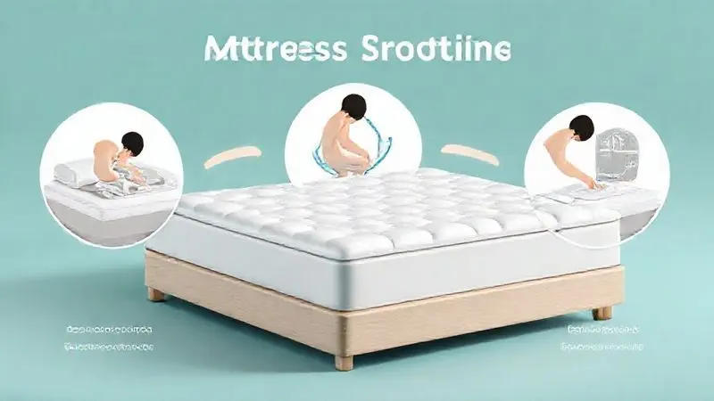 Ilustração conceitual em 3D mostrando cuidados e manutenção de colchão