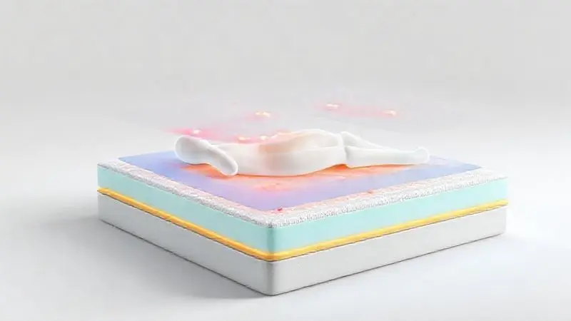 Representação artística da distribuição de pressão e suporte ergonômico em colchão conceitual