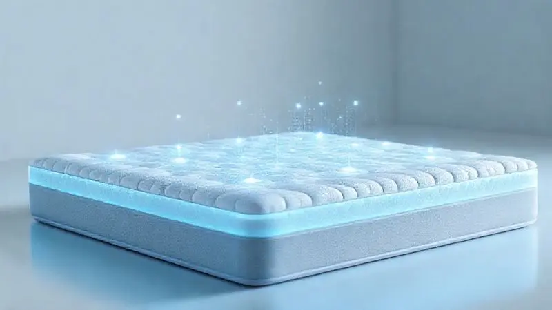 Representação artística da durabilidade e resistência de um colchão com pontos de pressão