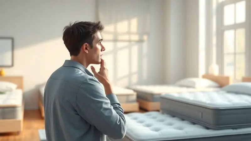 Pessoa avaliando diferentes opções de colchão para fazer a escolha ideal
