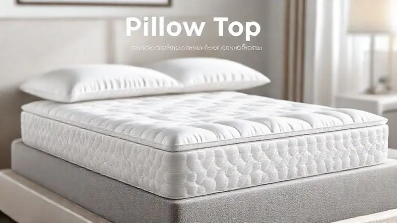 Ilustração da estrutura de colchão pillow top com camada extra de conforto e acolchoamento