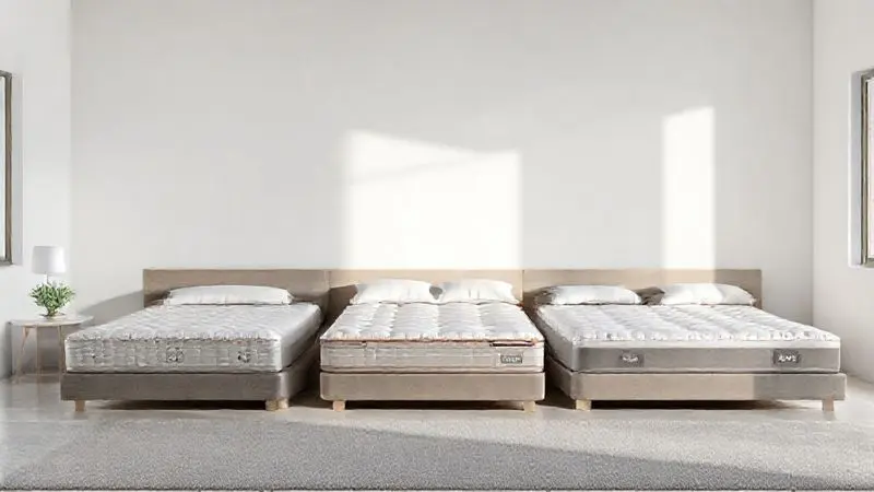 Cena conceitual de comparação entre diferentes tipos de colchões para escolha ideal