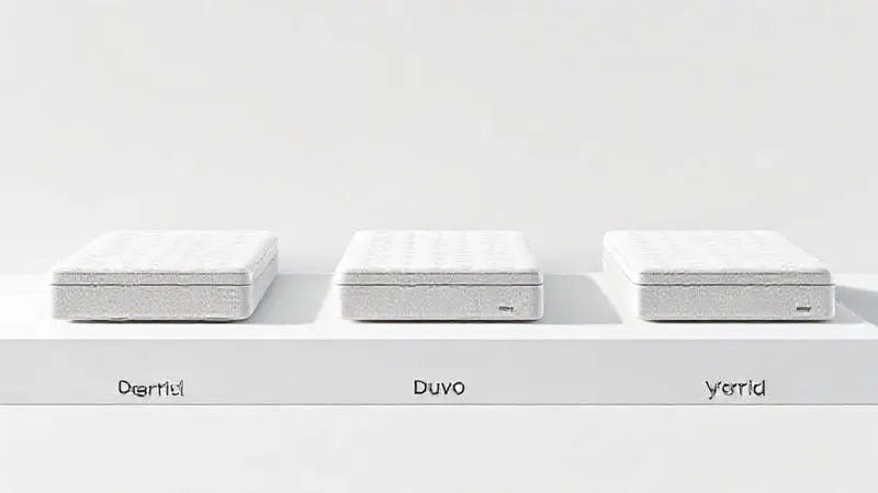 Silhuetas conceituais de diferentes linhas de colchões com características distintas