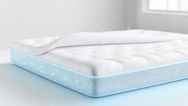 Ilustração conceitual de materiais refrescantes para colchão como fibra de bambu e malha respirável