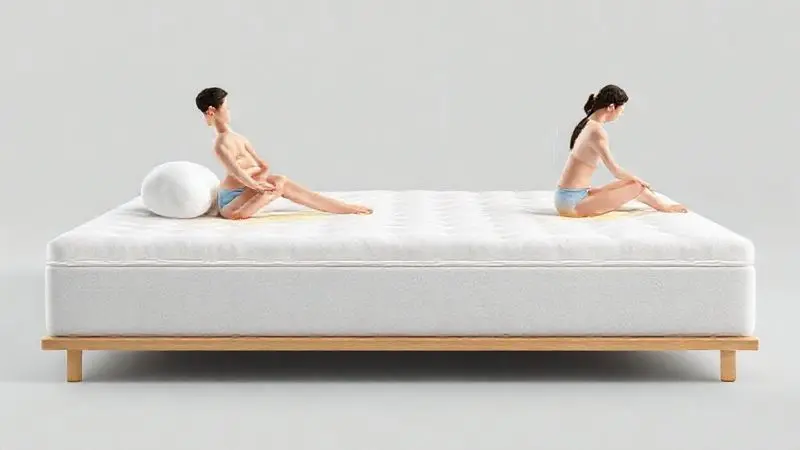 Ilustração conceitual da distribuição de peso e pontos de pressão em colchão para diferentes biotipos corporais.