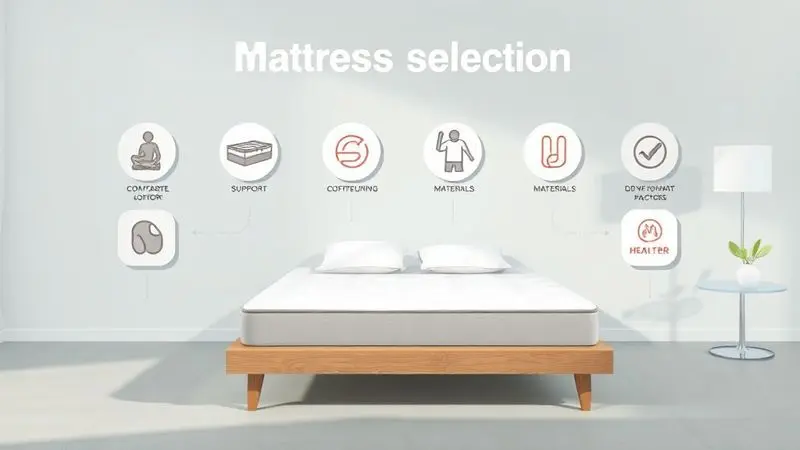 Ilustração conceitual do processo de escolha do colchão ideal considerando suporte e conforto