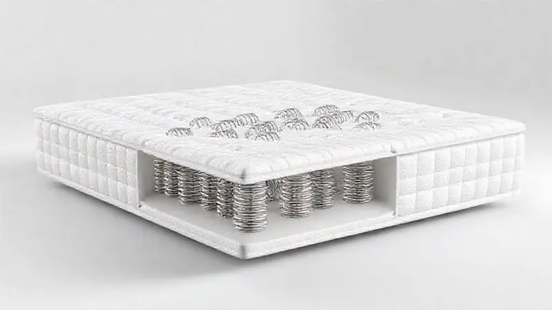 Sistema de molas ensacadas individuais em colchão premium - ilustração técnica