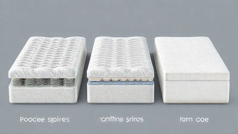 Comparativo ilustrativo de diferentes sistemas de molas e suporte para colchões