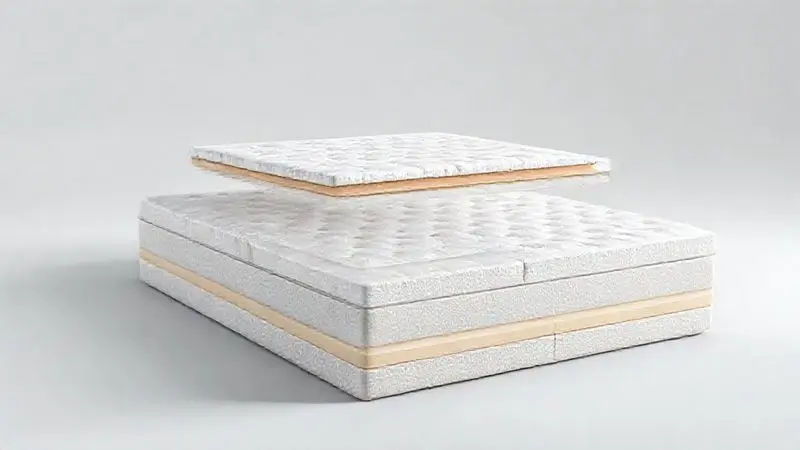 Ilustração técnica conceitual das camadas e construção interna de um colchão