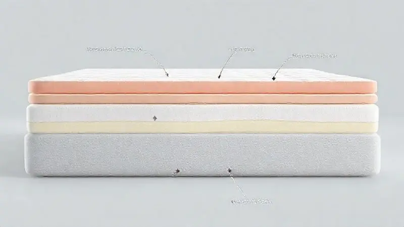 Diagrama ilustrativo das camadas e tecnologias de espuma de um colchão premium