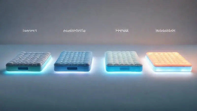 Comparação visual conceitual dos diferentes tipos de colchões infláveis disponíveis no mercado