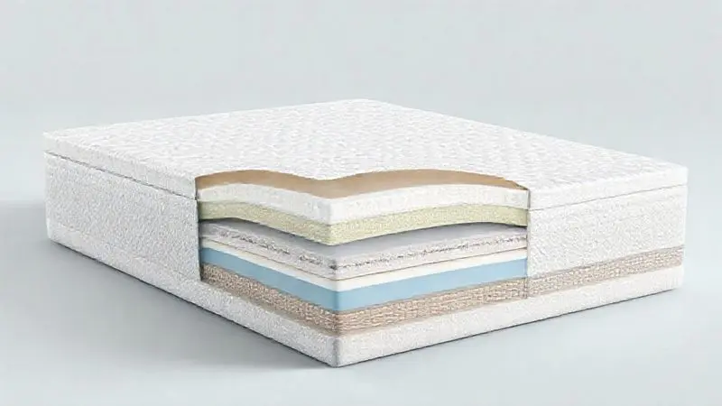 Representação conceitual de diferentes tipos de colchões em vista em corte mostrando tecnologias de suporte