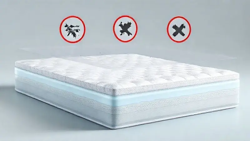 Ilustração conceitual de tratamentos protetores e revestimentos de colchão em 3D